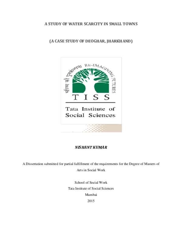 (PDF) A STUDY OF WATER SCARCITY IN SMALL TOWNS