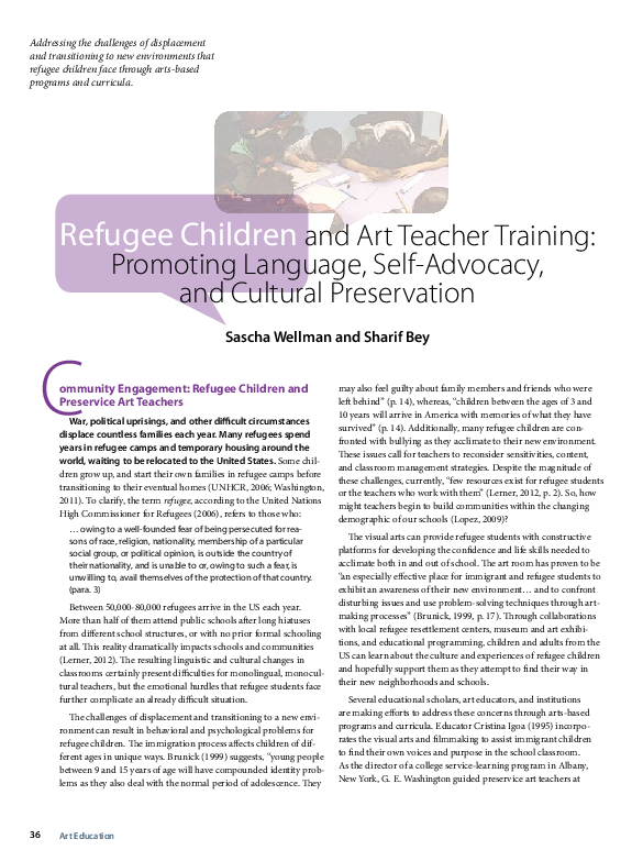 Refugee Children and Art Teacher Training: