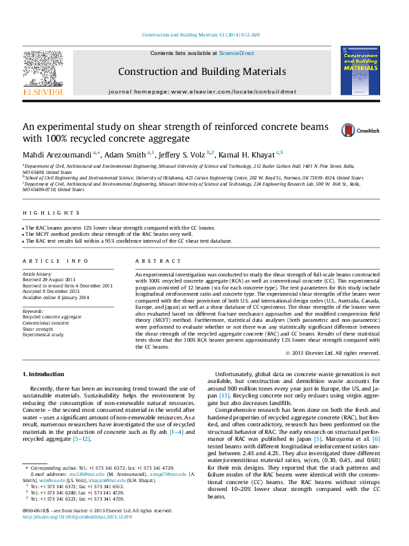 (PDF) An experimental study on shear strength of reinforced concrete ...