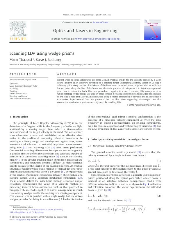 (PDF) Scanning LDV using wedge prisms