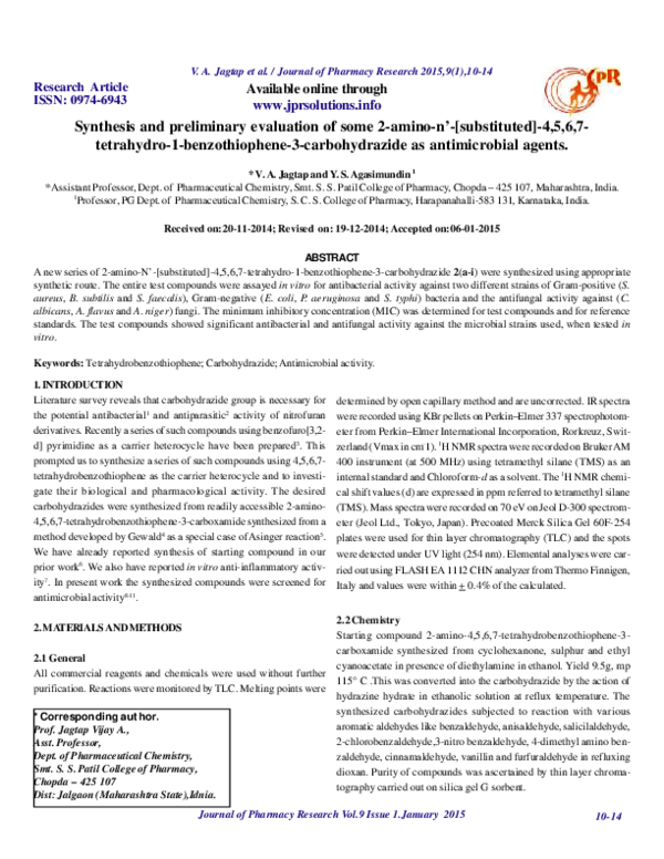 (PDF) Synthesis and preliminary evaluation of some 2-amino-n ...