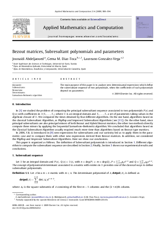 théorème de bezout