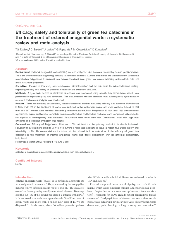 (PDF) Efficacy, safety and tolerability of green tea catechins in the