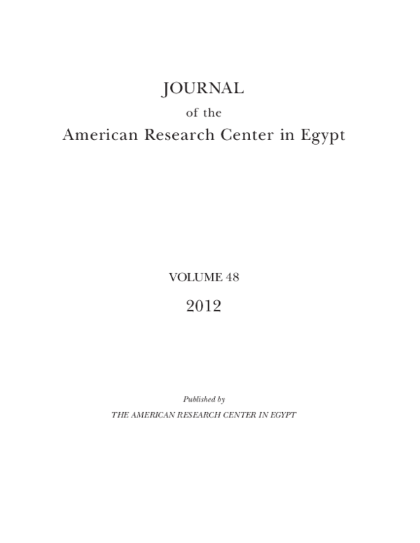 (PDF) journal of the american research center in egypt /volum 48/2012