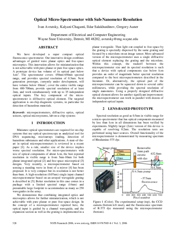 (PDF) Optical MicroSpectrometer with Sub-Nanometer Resolution