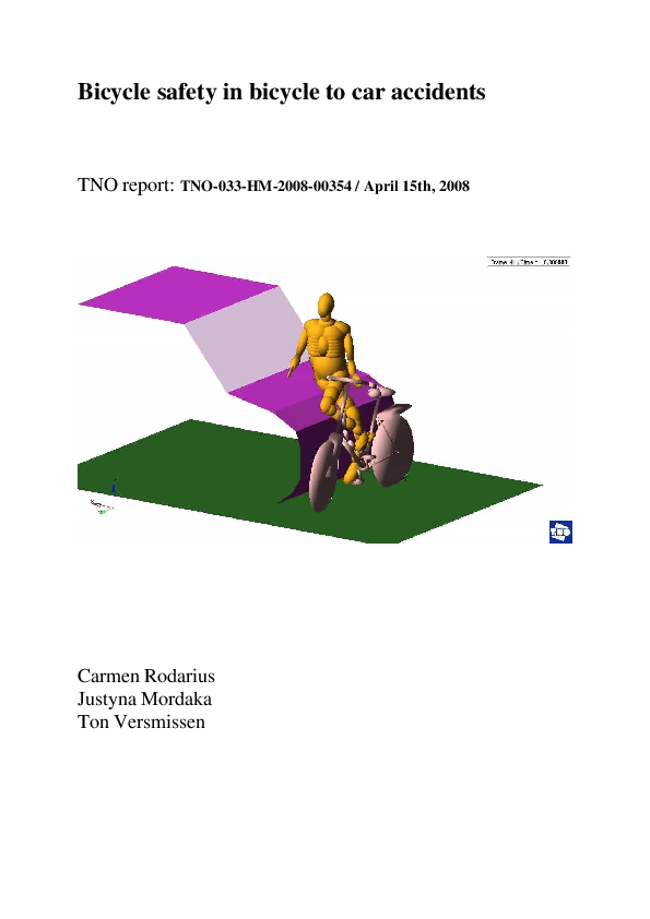 (PDF) Bicycle safety in bicycle to car accidents Carmen Rodarius