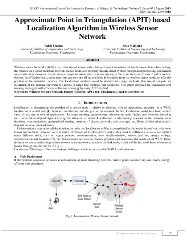 (PDF) Approximate Point in Triangulation (APIT) based Localization ...