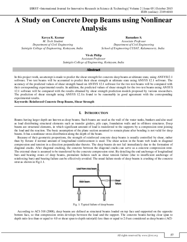 (PDF) A Study on Concrete Deep Beams Using Nonlinear Analysis