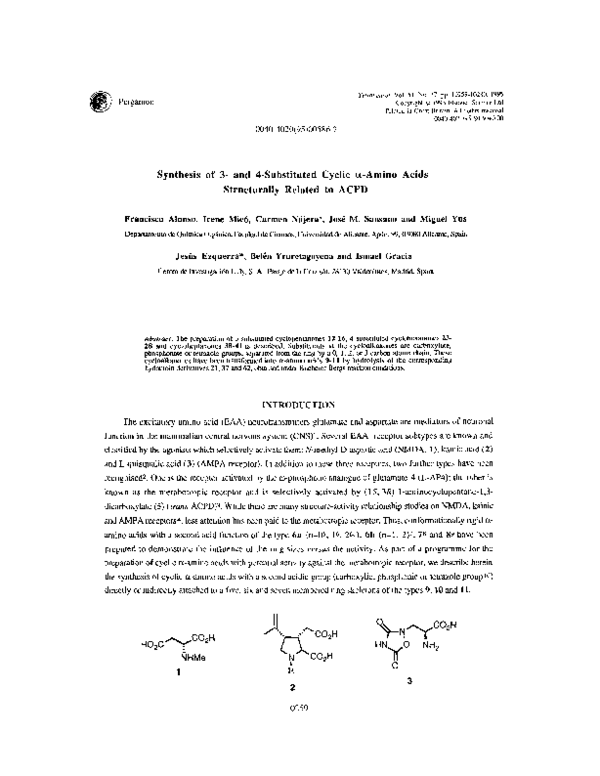 (PDF) Synthesis of 3- and 4-substituted cyclic α-amino acids ...