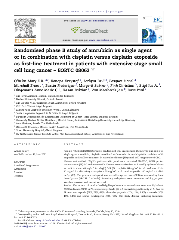 (PDF) Randomised phase II study of amrubicin as single agent or in ...