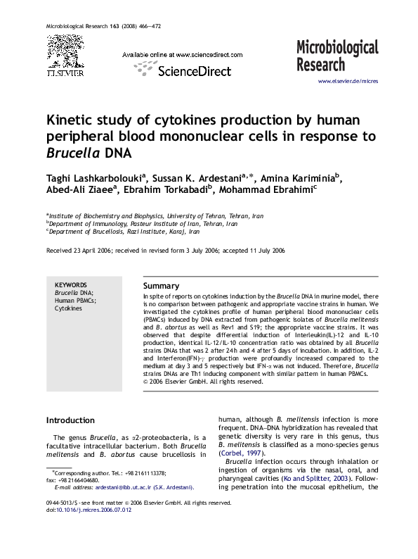 (PDF) Kinetic study of cytokines production by human peripheral blood ...