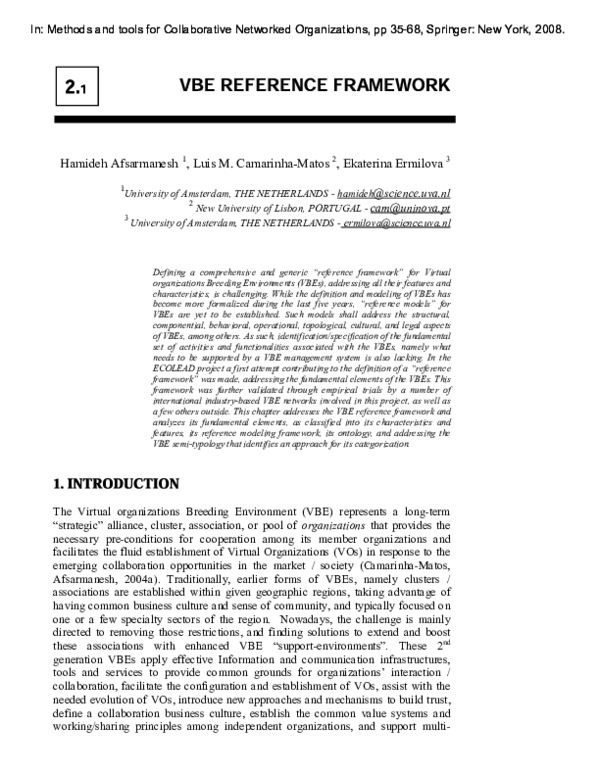 (PDF) VBE Reference Framework
