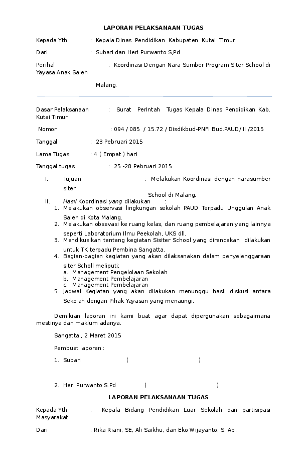 Contoh Laporan Observasi Sekolah Paud Nusagates