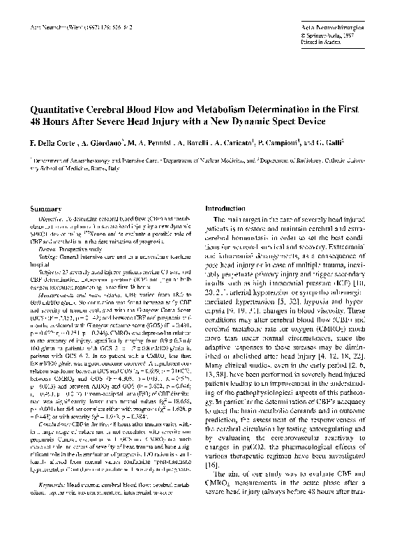 (PDF) Quantitative cerebral blood flow and metabolism determination in ...