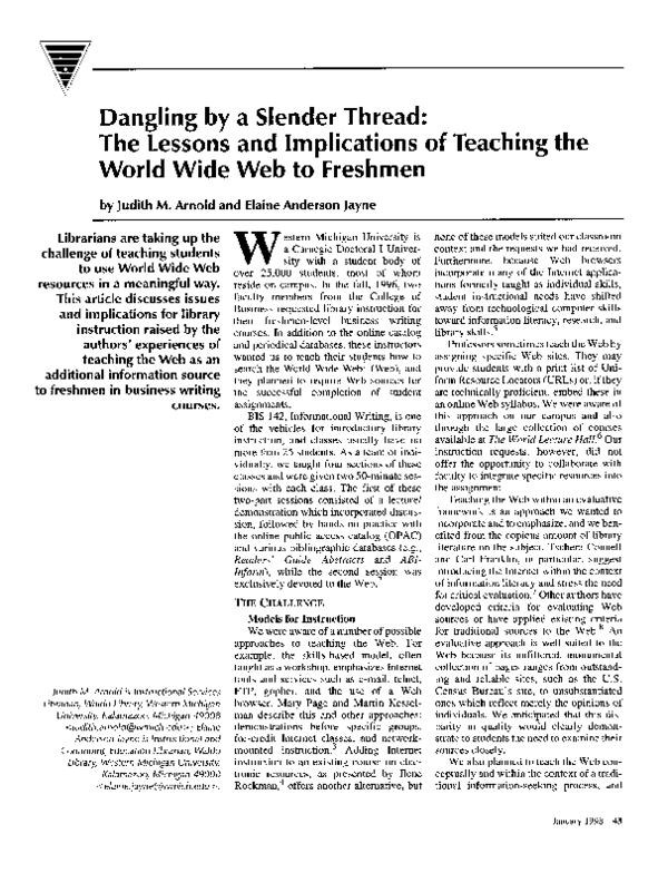 (PDF) Dangling by a slender thread: The lessons and implications of ...