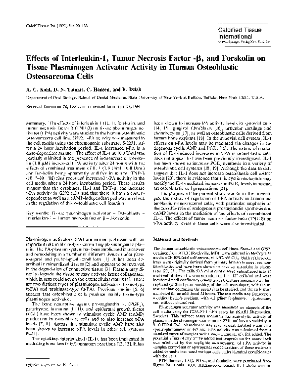 (PDF) Effects of interleukin-1, tumor necrosis factor-?, and forskolin ...