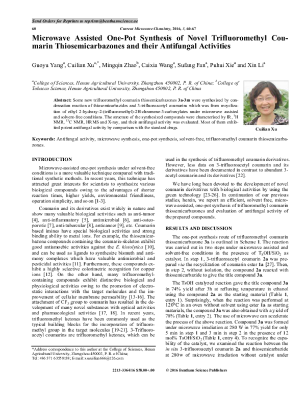 (PDF) Microwave Assisted One-Pot Synthesis of Novel Trifluoromethyl ...