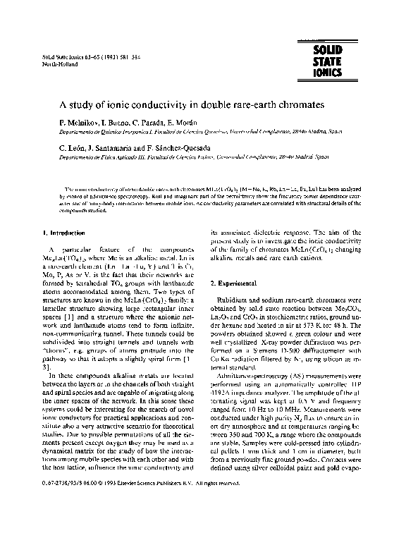 (PDF) A study of ionic conductivity in double rare-earth chromates