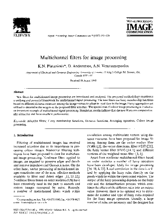 (PDF) Multichannel filters for image processing