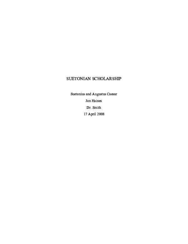 (PDF) Suetonius and Augustus Caesar Jon C Haines Academia.edu