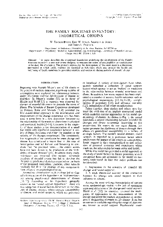 (PDF) The family routines inventory: Theoretical origins