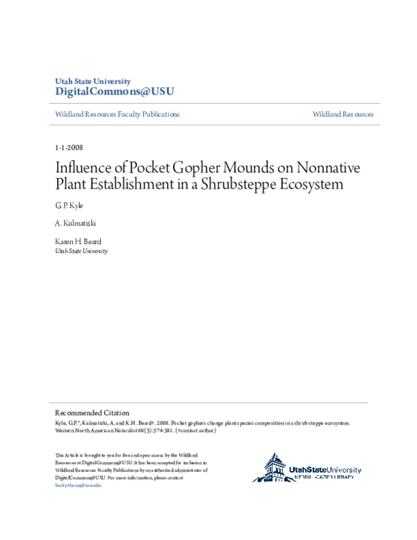 (PDF) Influence of pocket gopher mounds on nonnative plant