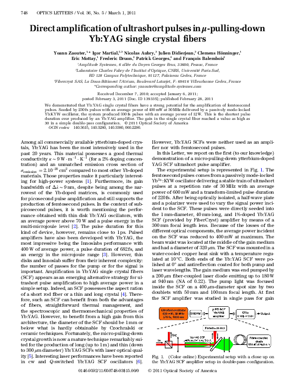 (PDF) Direct amplification of ultrashort pulses in μ-pulling-down Yb ...