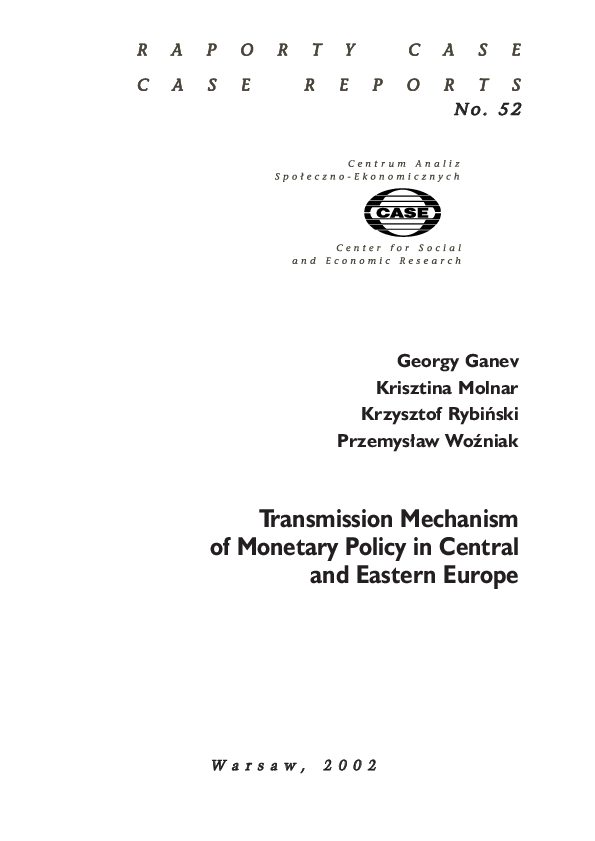 (PDF) Transmission Mechanism of Monetary Policy in Central and Eastern ...