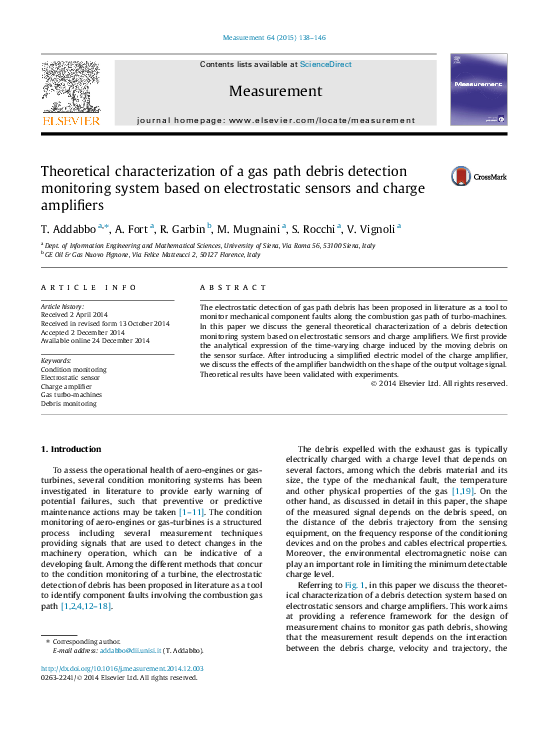 (PDF) Theoretical characterization of a gas path debris detection ...