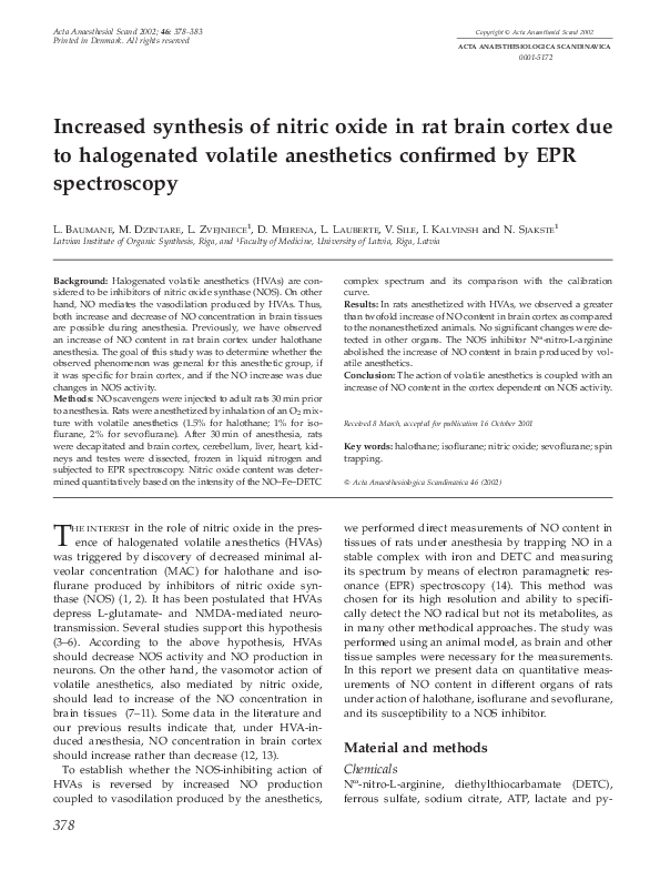 (PDF) Increased synthesis of nitric oxide in rat brain cortex due to ...