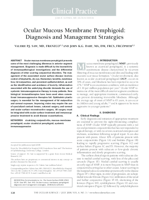 Image showcasing (PDF) Ocular Mucous Membrane Pemphigoid: Diagnosis and Management ...