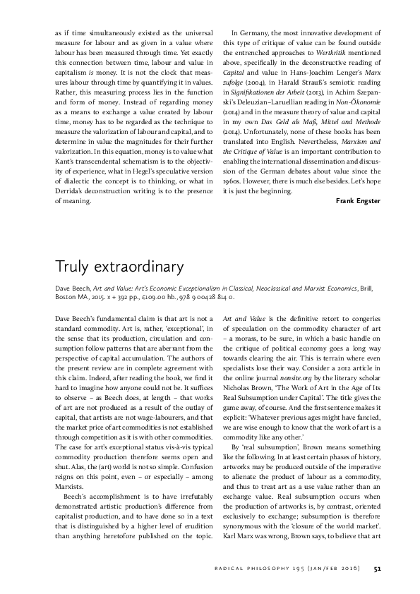 (PDF) Truly Extraordinary Review of Dave Beech's_Art and Value