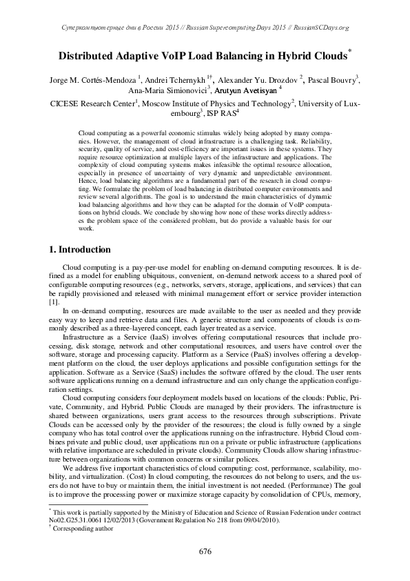 (PDF) Distributed Adaptive VoIP Load Balancing in Hybrid Clouds