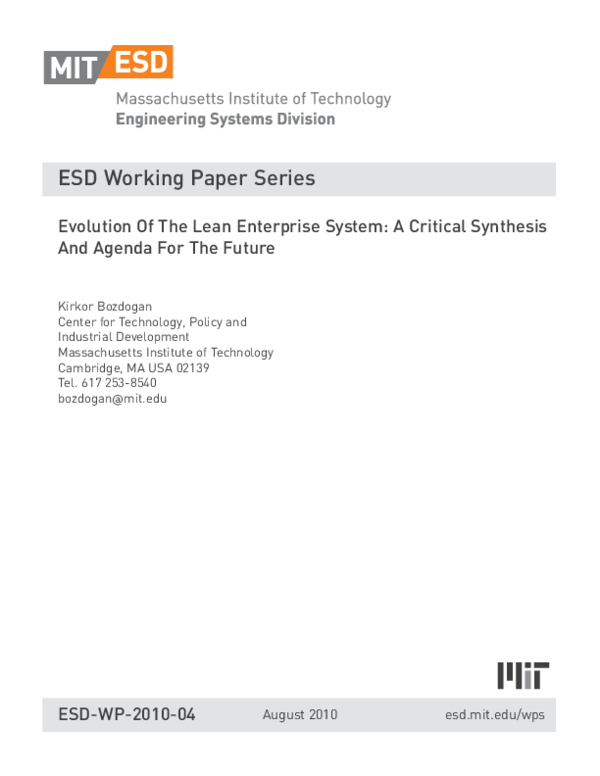 Pdf Lean Enterprise Value Insights From Mit S Aeroe Initiative Kirkor Bozdogan Academia Edu Mit Cles Online Free