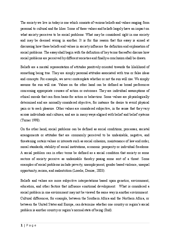 (DOC) definition and explanation of social problems in accordance with