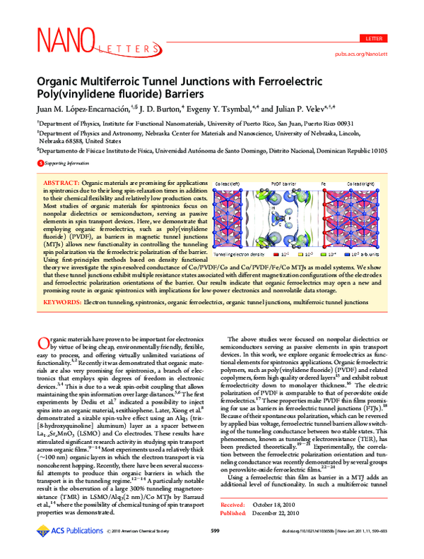(PDF) Organic Multiferroic Tunnel Junctions with Ferroelectric Poly