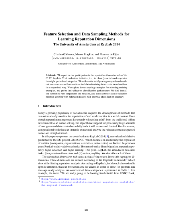 (PDF) Feature Selection and Data Sampling Methods for Learning ...