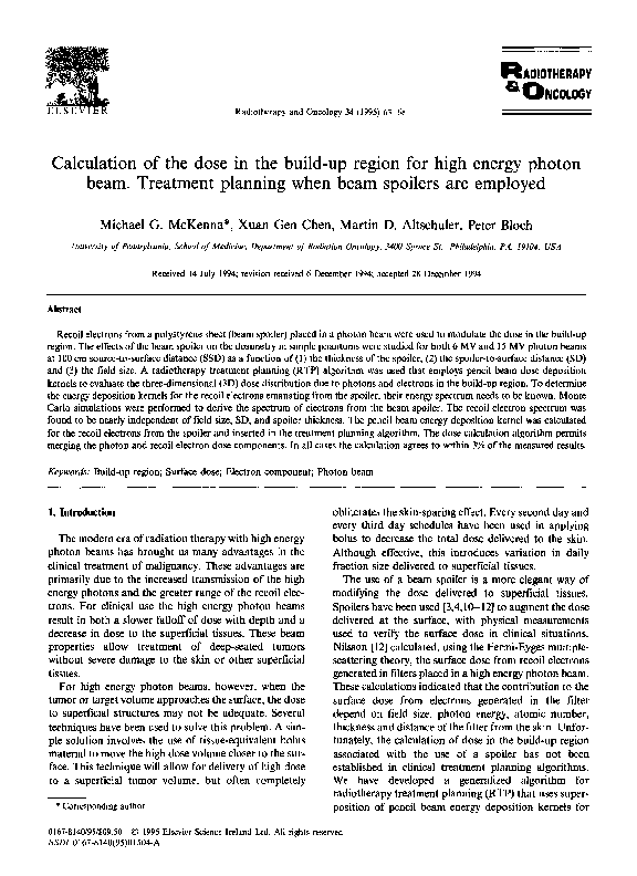 (PDF) Calculation of the dose in the build-up region for high energy ...