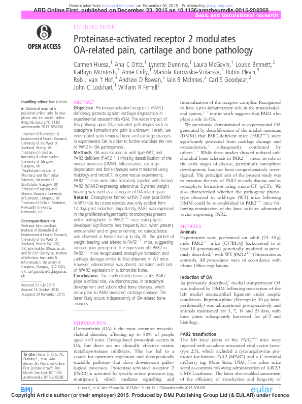 (PDF) Proteinase-activated receptor 2 modulates OA-related pain ...