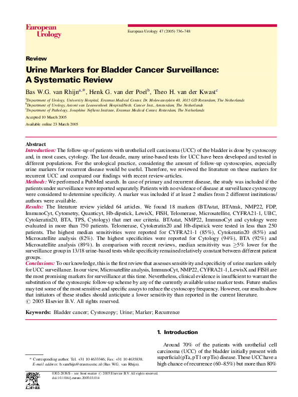 (PDF) Urine Markers for Bladder Cancer Surveillance: A Systematic Review