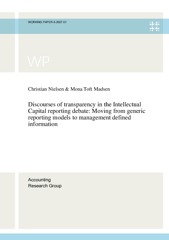 (PDF) Discourses of transparency in the intellectual capital reporting ...