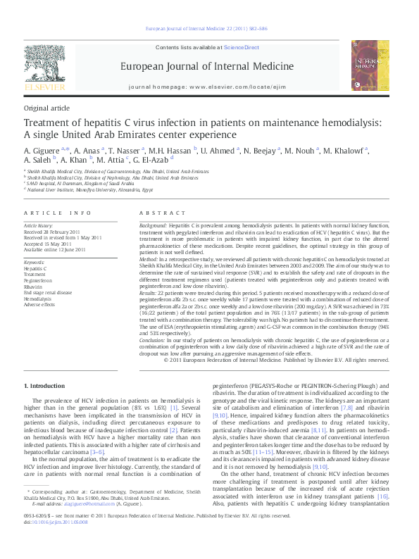 (PDF) Treatment of hepatitis C virus infection in patients on ...