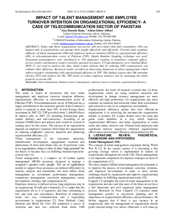 (PDF) IMPACT OF TALENT MANAGEMENT AND EMPLOYEE TURNOVER INTENTION ON ...