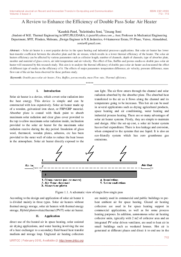 (PDF) A Review to Enhance the Efficiency of Double Pass Solar Air Heater