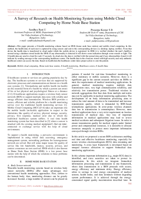 (PDF) A Survey of Research on Health Monitoring System using Mobile