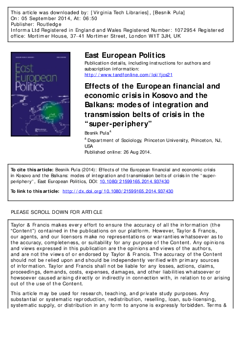 (PDF) Effects of the European financial and economic crisis in Kosovo ...