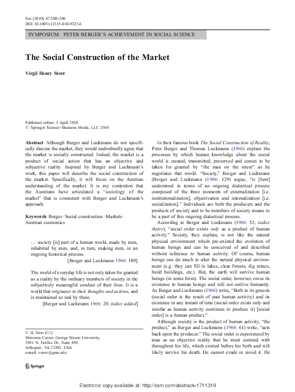 (PDF) The Social Construction of the Market
