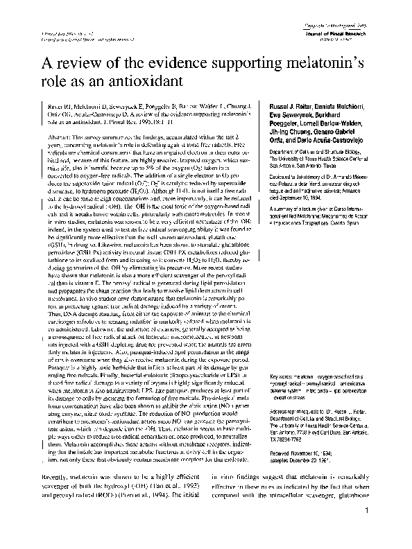 (PDF) A review of the evidence supporting melatonin's role as an ...