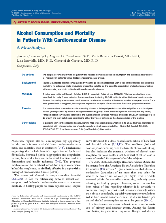 (PDF) Alcohol Consumption and Mortality in Patients With Cardiovascular ...