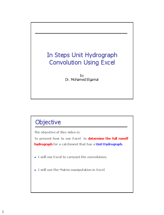 (PDF) In Steps Unit Hydrograph Convolution Using Excel Mohamed
